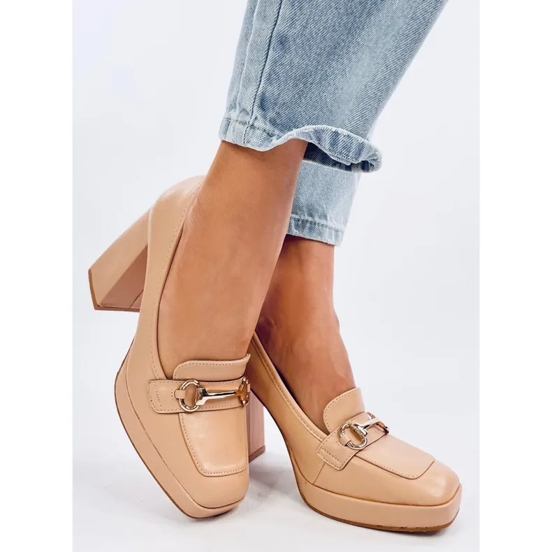 Albers Mocassins nude à talon beige