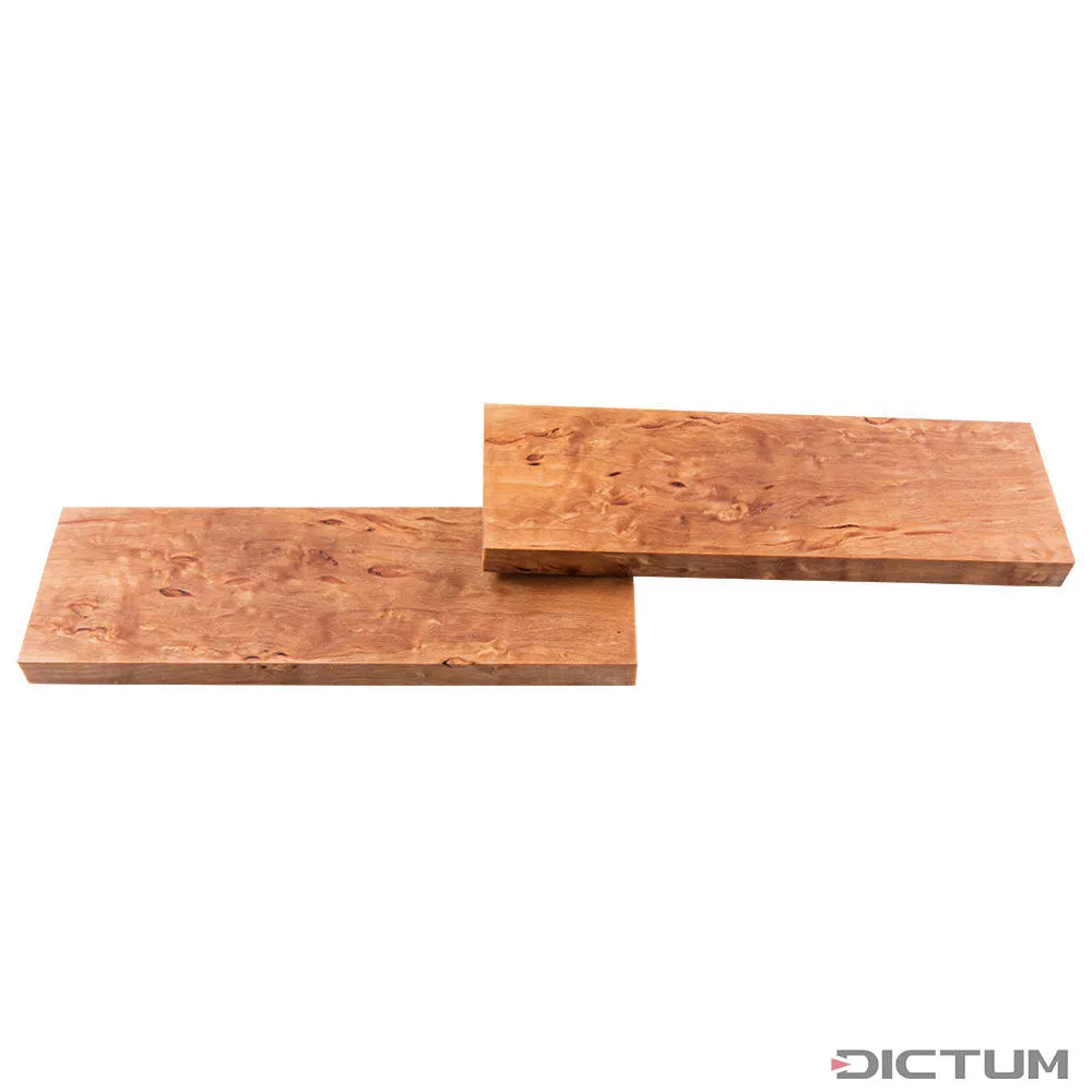 Bouleau madré, stabilisé, plaquettes de manche, 140 x 43 x 10 mm