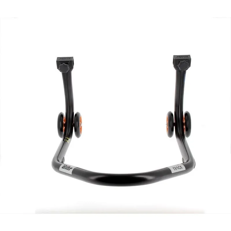 Béquille de stand arrière BIHR Home Track supports en "L" noir mat roues orange