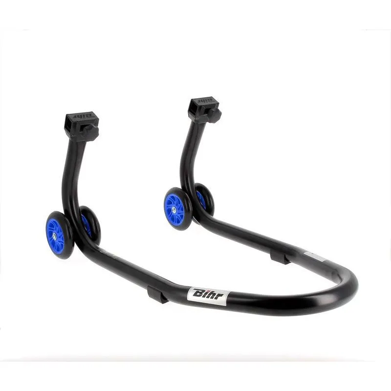 Béquille de stand avant BIHR Home Track noir mat roues bleu