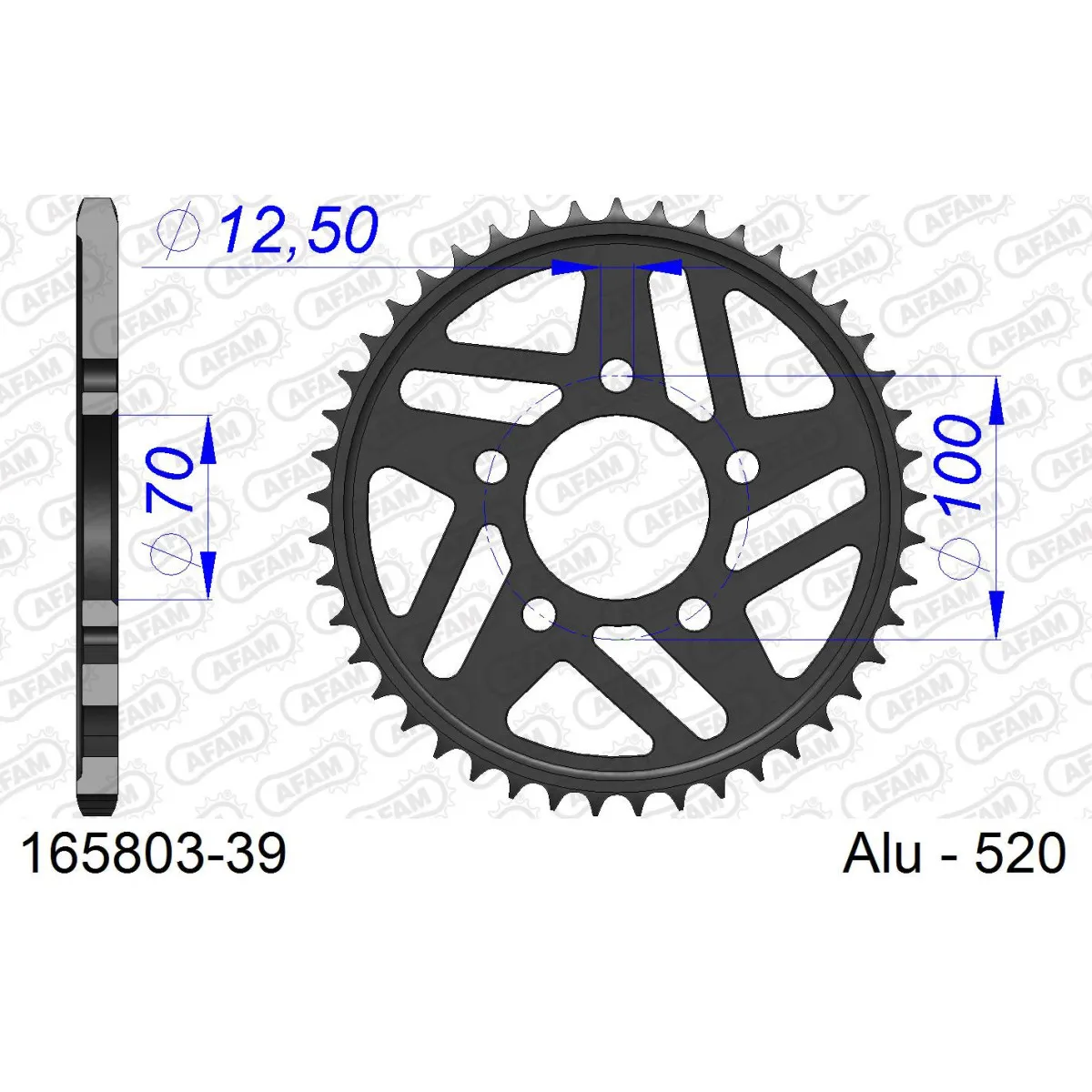Couronne alu AFAM - Pas 520 - réf 165803