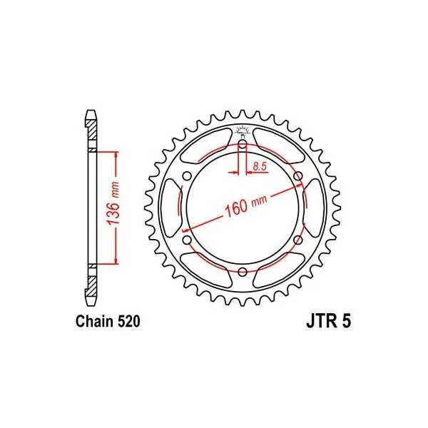 Couronne JT SPROCKETS acier standard 5 - 520