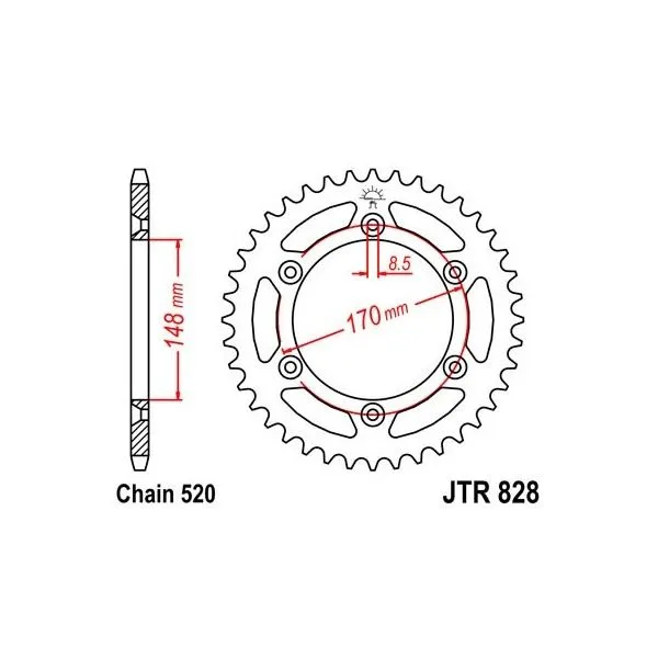 Couronne JT SPROCKETS acier standard 828 - 520