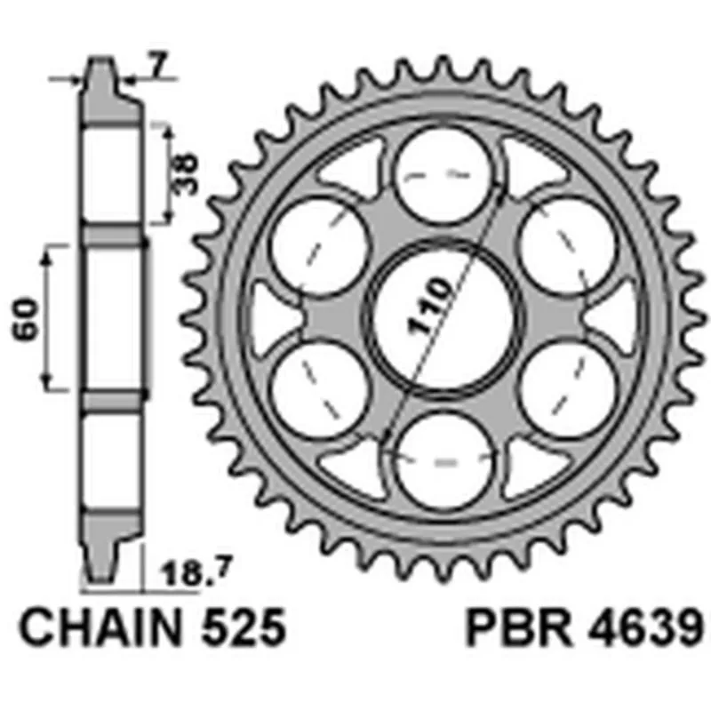 Couronne PBR aluminium Ultra-Light anodisé dur 4639 - 525 - piecemotoquad