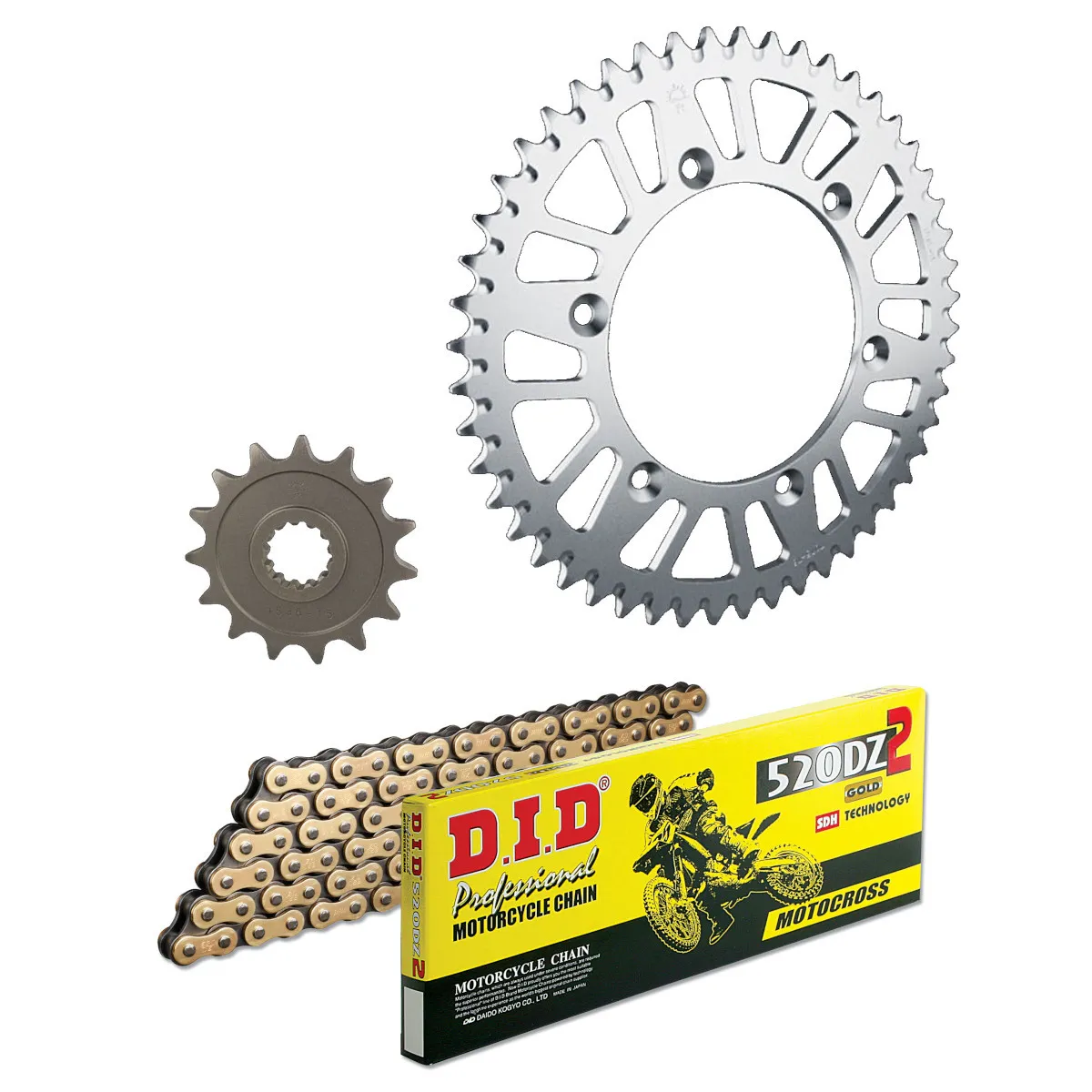 Kit chaine 520 acier DID - 125 WR Z 2002-2003