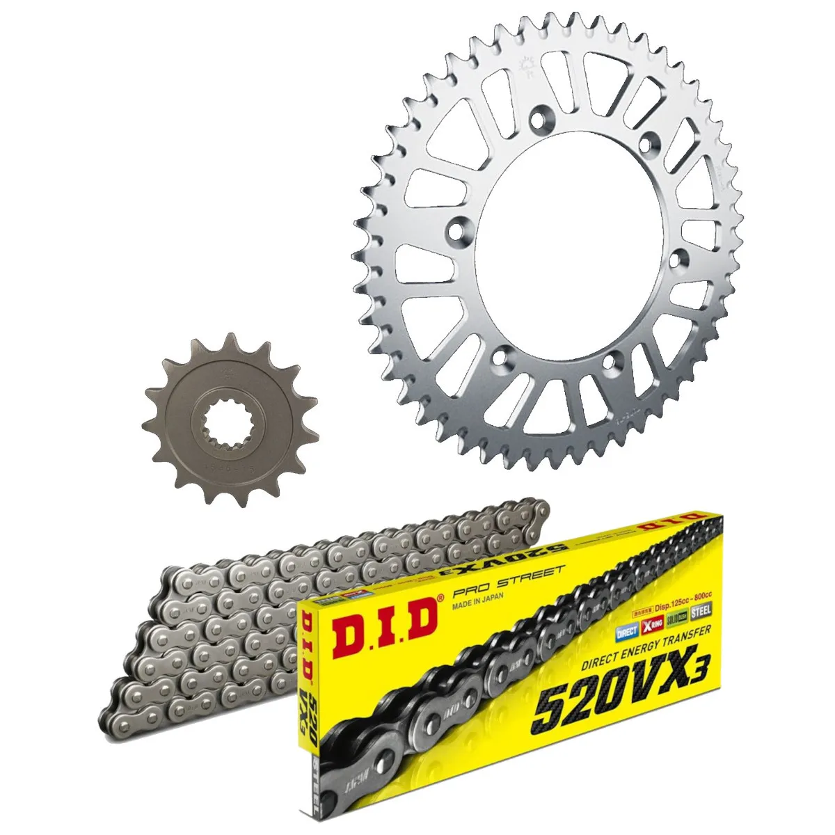 Kit chaine 520 acier DID - 250 RGV 1991-1996