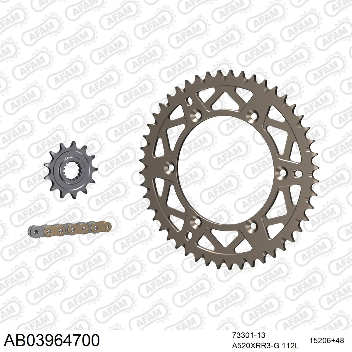Kit chaine 520 AFAM - Couronne alu anti-boue - Type de chaine au choix - BETA 520 AFAM RR 2010-2012