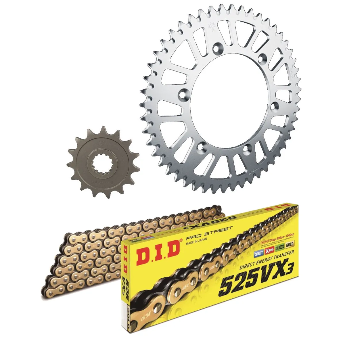 Kit chaine 525 acier DID standard - HONDA 600 CBF 2004-2007