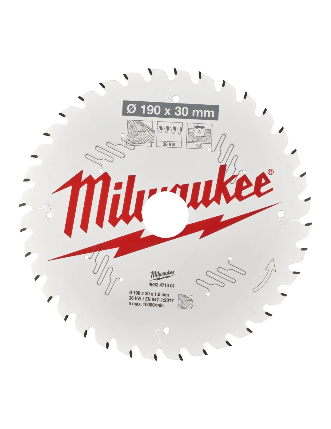 Lame de scie circulaire bois Ø 190 x 30 x 1.6 x 36 dents | 4932471301 - Milwaukee
