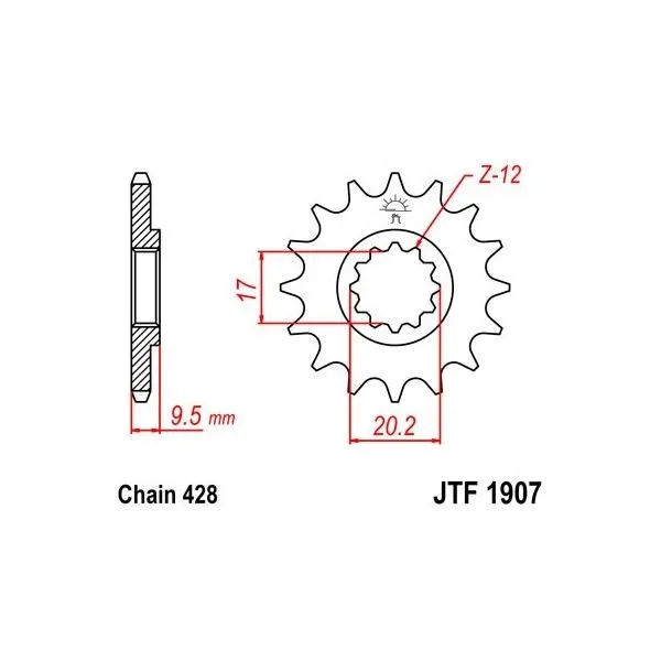 Pignon JT SPROCKETS acier standard 1907 - 428