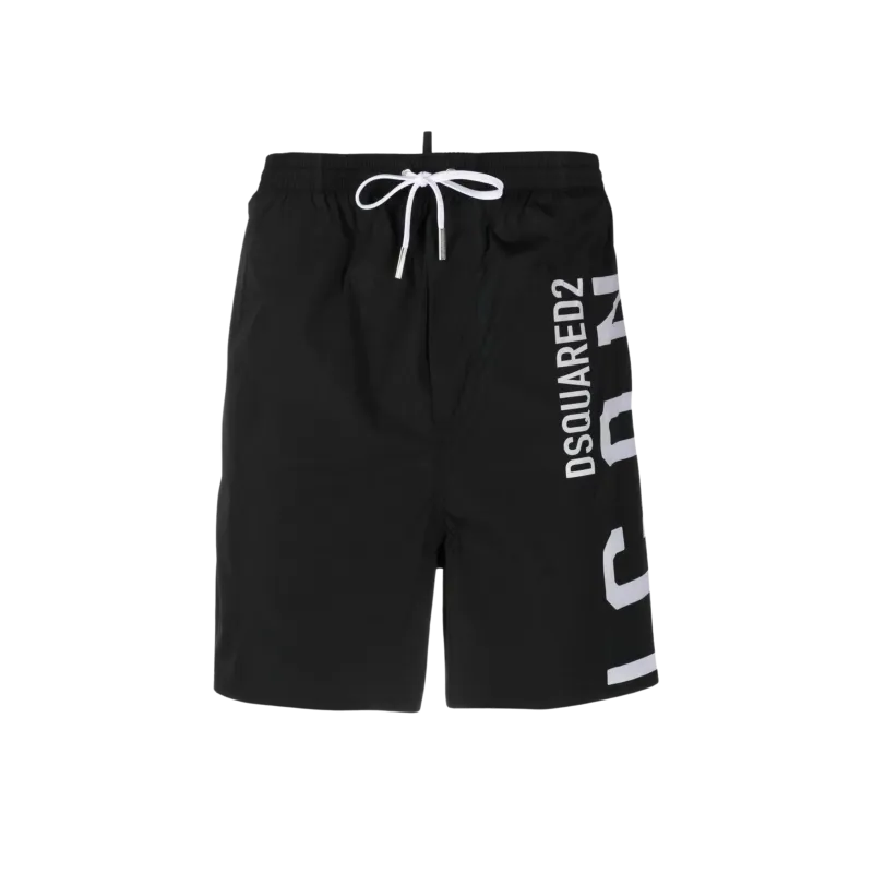 Short de bain Boxer BE ICON noir ICON Blanc