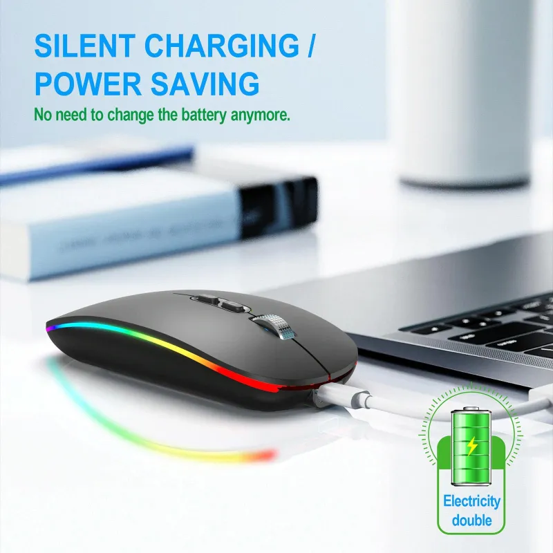 Souris Sans Fil RGB 1600dpi Rechargeable Silencieuse