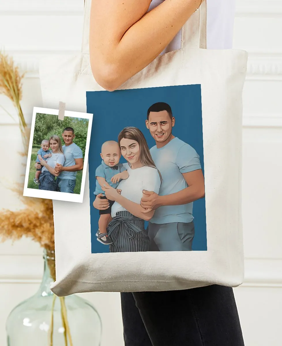 Tote bag Portrait pop-art minimaliste personnalisé