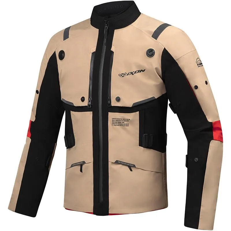 Veste M-SKEID IXON sable/noir/rouge - MAXXESS.FR, Veste moto